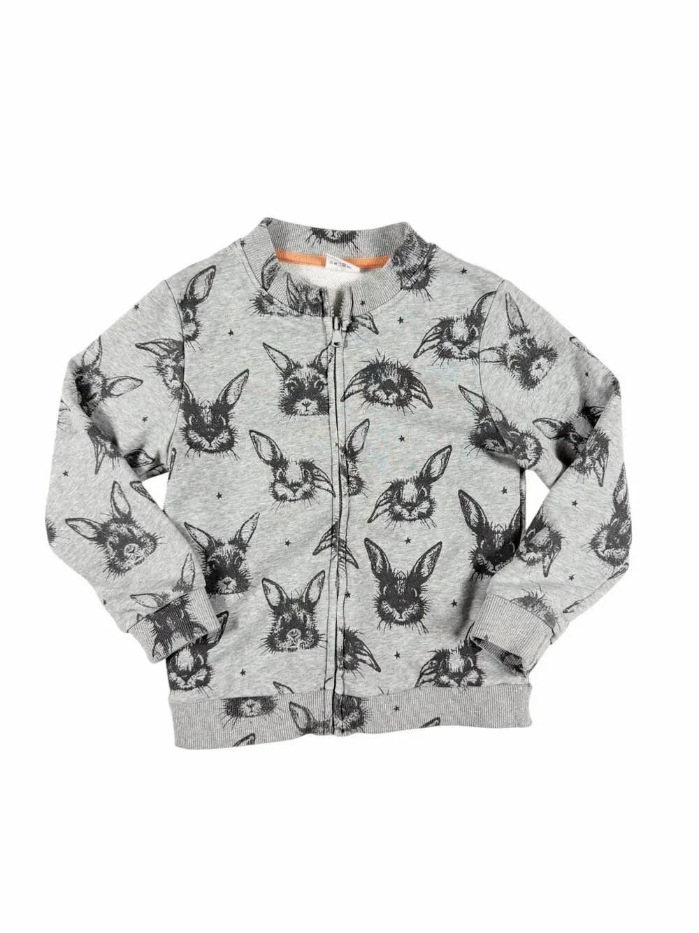 Gold Treasure Bunny Print Zip-Up Sweatshirt Gray Size 6